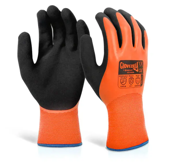 Beeswift Glovezilla oranžinės termo pirštinės su latekso danga