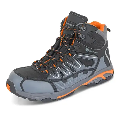 BEESWIFT HIKER S3 COMPOSITE – Aukštesni lengvi apsauginiai batai su kompozitine apsauga (juoda / oranžinė / pilka)